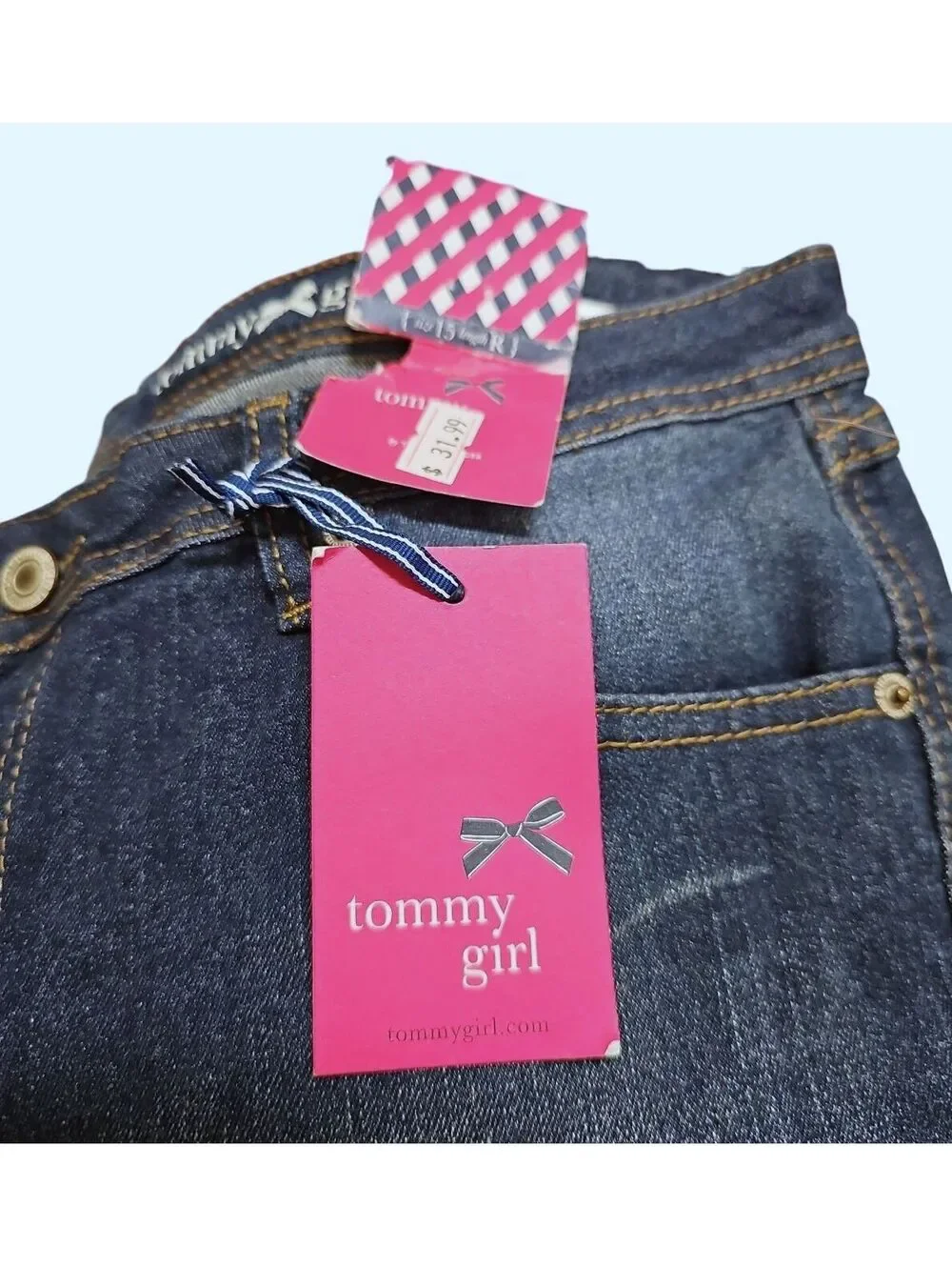 Y2K Tommy Girl Jeans – Youth 15 R – Dark Blue Stretch Denim – Straight Leg, NWT